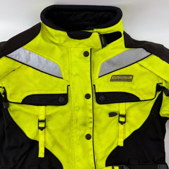Women's Olympia Moto Sports Motorcycle Riding Jacket Neon Yellow Black Medium M - Picture 13 of 15